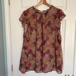 Torrid ruffled mock neck sheer blouse